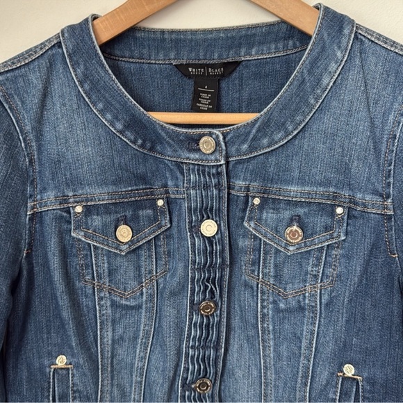 White House Black Market Cropped Blue Denim Jacket - Picture 2 of 5